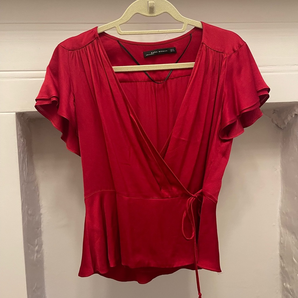 Zara Blouse, Red, Medium